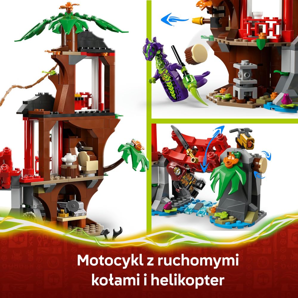 LEGO NINJAGO Bitwa ninja: domek na drzewie z pojazdami 71857 | pojazd ninja, zabawka akcji, prezent dla chłopca i dziewczynki 7+, misja ninja, 642 elementy