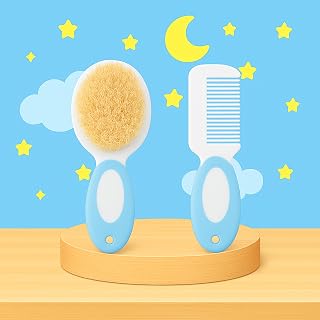 The Cheeky Kidzz Baby Skin Care Soft Bristles Hair Comb And Rounded Tip Hair Brush For Babies Sensitive Grooming BPA Free (PATTERN 108)