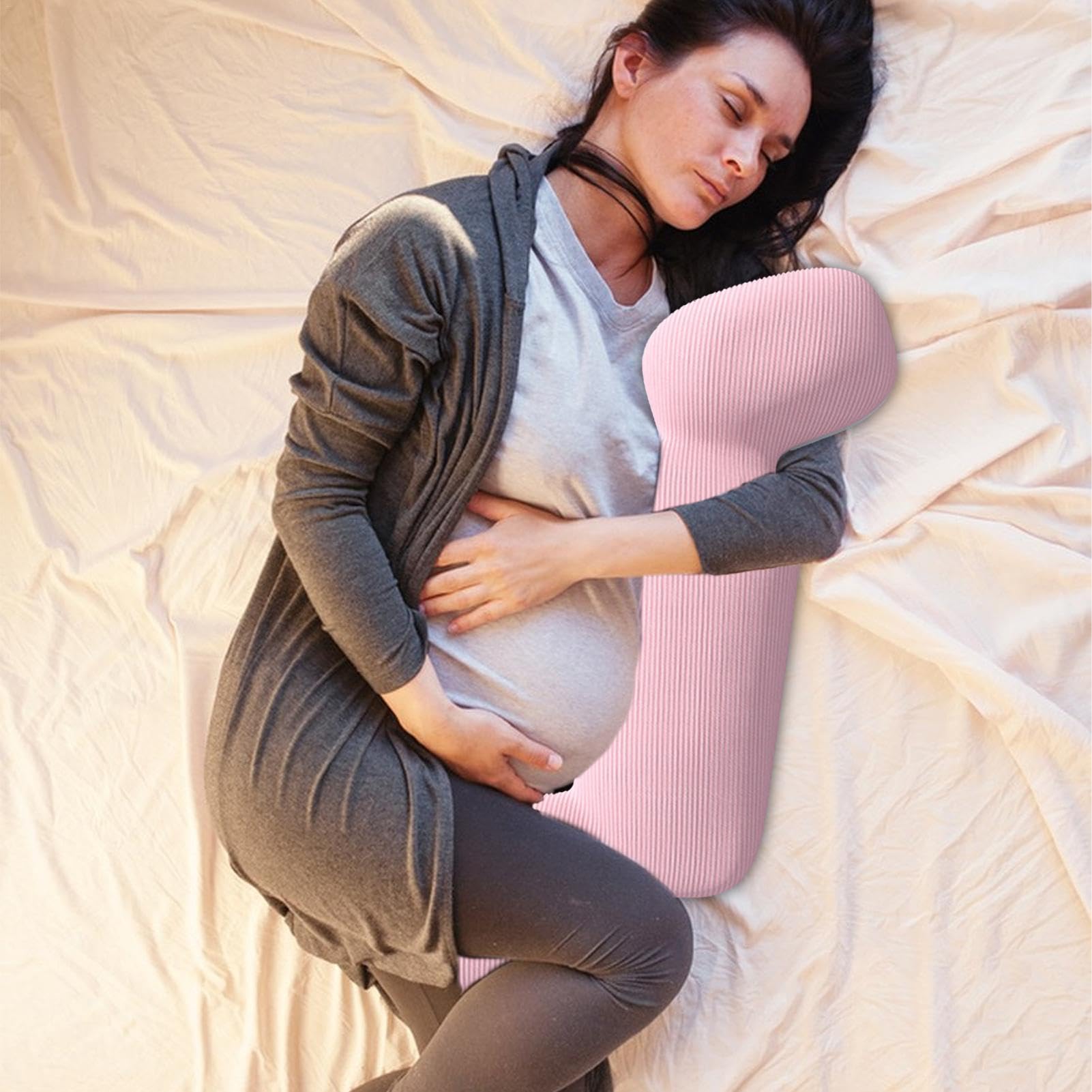 Almohada de cuerpo entero para adultos, almohada corporal para dormir de lado, almohada para dormir de lado en forma de caballito de mar, inserto de almohada largo y transpirable, inserto de