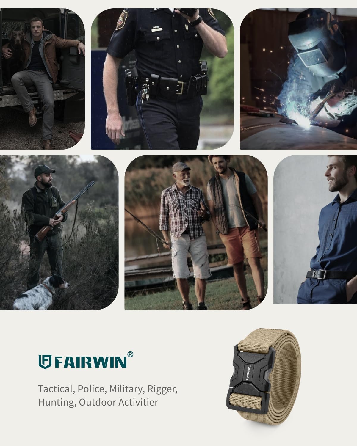 FAIRWIN Tactical Belt Men, 1.5" Stretch Nylon Web Military Hiking Rigger Work Belts with Quick-Release Seatbelt Buckle - Image 6