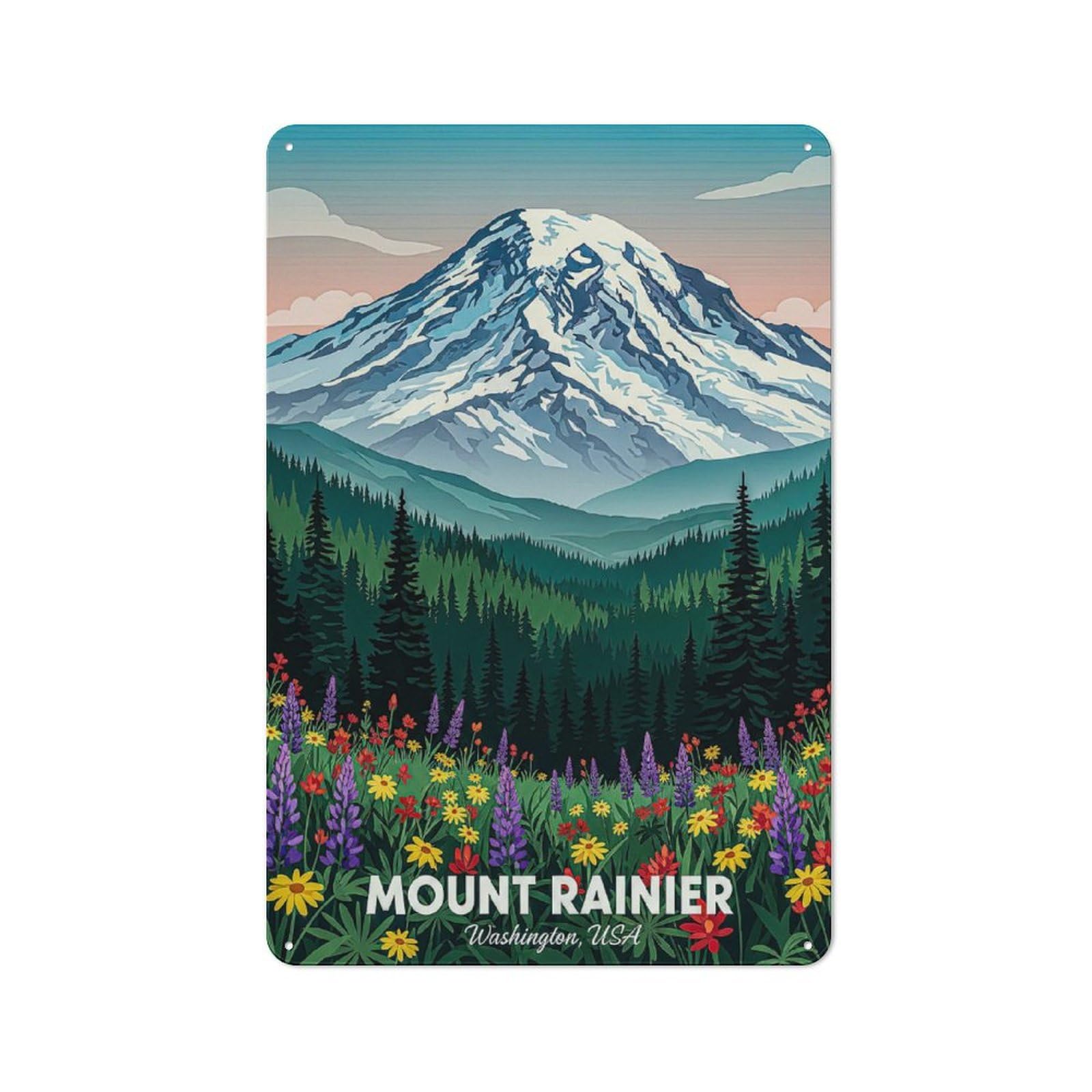 Junmoney Style-8 Mount Rainier National Park (3) Retro Metal Sign 30X20cm For Café Or Restaurant, Gift For Restaurant Decor Fans During The Christmas Season