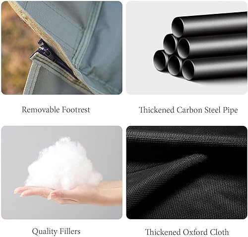 Miniatura 6 de Cuna de campamento plegable de doble propósito con reposapiés extraíble para adultos, silla de dormir ajustable fácil de montar con bolsa de