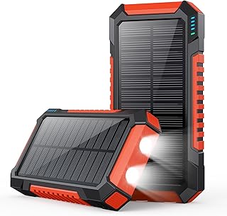 Solar Charger 36800mAh, PD 3.0A Fast Charging Solar Power Bank Portable Charger, 2 USB Outputs External Battery Pack with Dual LED Flashlight Compatible with iPhone,Tablet,Samsung Galaxy, Android