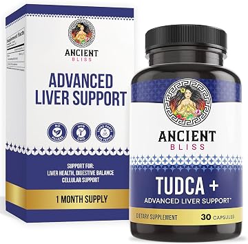 Ancient Bliss Tudca 500mg, 30 Capsules Tauroursodeoxycholic Acid - Bile Salts Liver Support Supplement, Natural Bitter Taste- Vegan Friendly, Non GMO, Gluten Free Capsules 30 Capsules Pack of 1