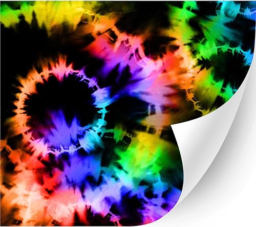 Miniatura 5 de HTV4U Vinilo adhesivo brillante con estampado de teñido anudado (rueda de teñido anudado azul, 13.5 pulgadas x 1 yarda), vinilo colorido, patrones