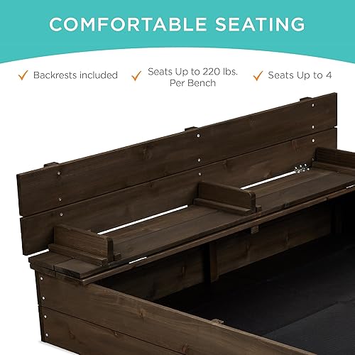 Vista 16 de Best Choice Products Arenero de cedro con dos asientos. Marrón