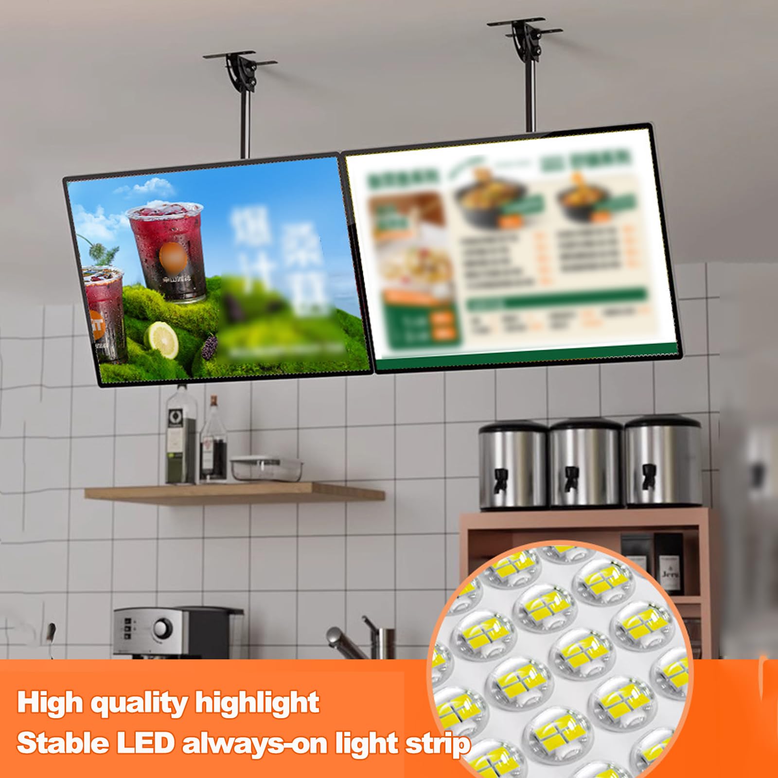 Pantalla LED para publicidad publicitaria, pantalla de publicidad electrónica | Tablero electrónico de menú, caja de luz para restaurante, cafetería, tiendas