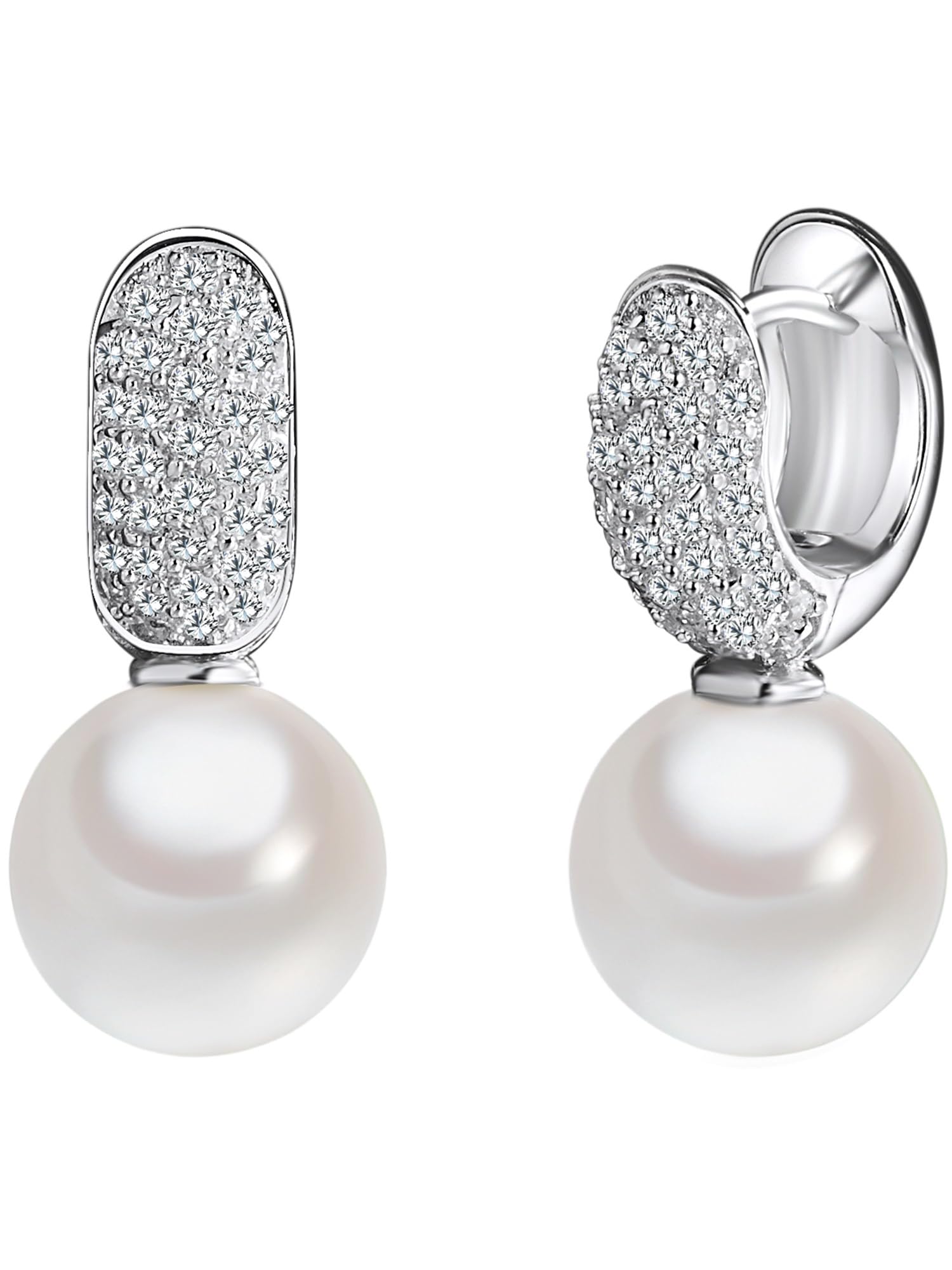 Orecchino pendente da Donna in Argento Sterling 925 con Zirconia Perle organiche