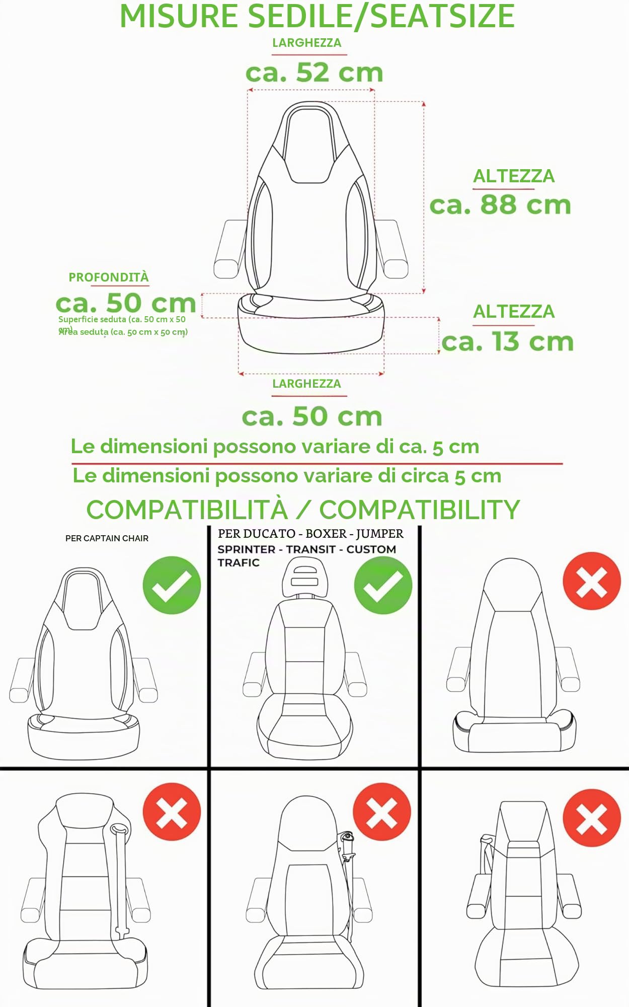 Coprisedili per pilota e passeggero compatibili con camper Fiat Ducato, Pössl, Knaus, Adria, Carthago, Pilote Laika WPL405 Beige