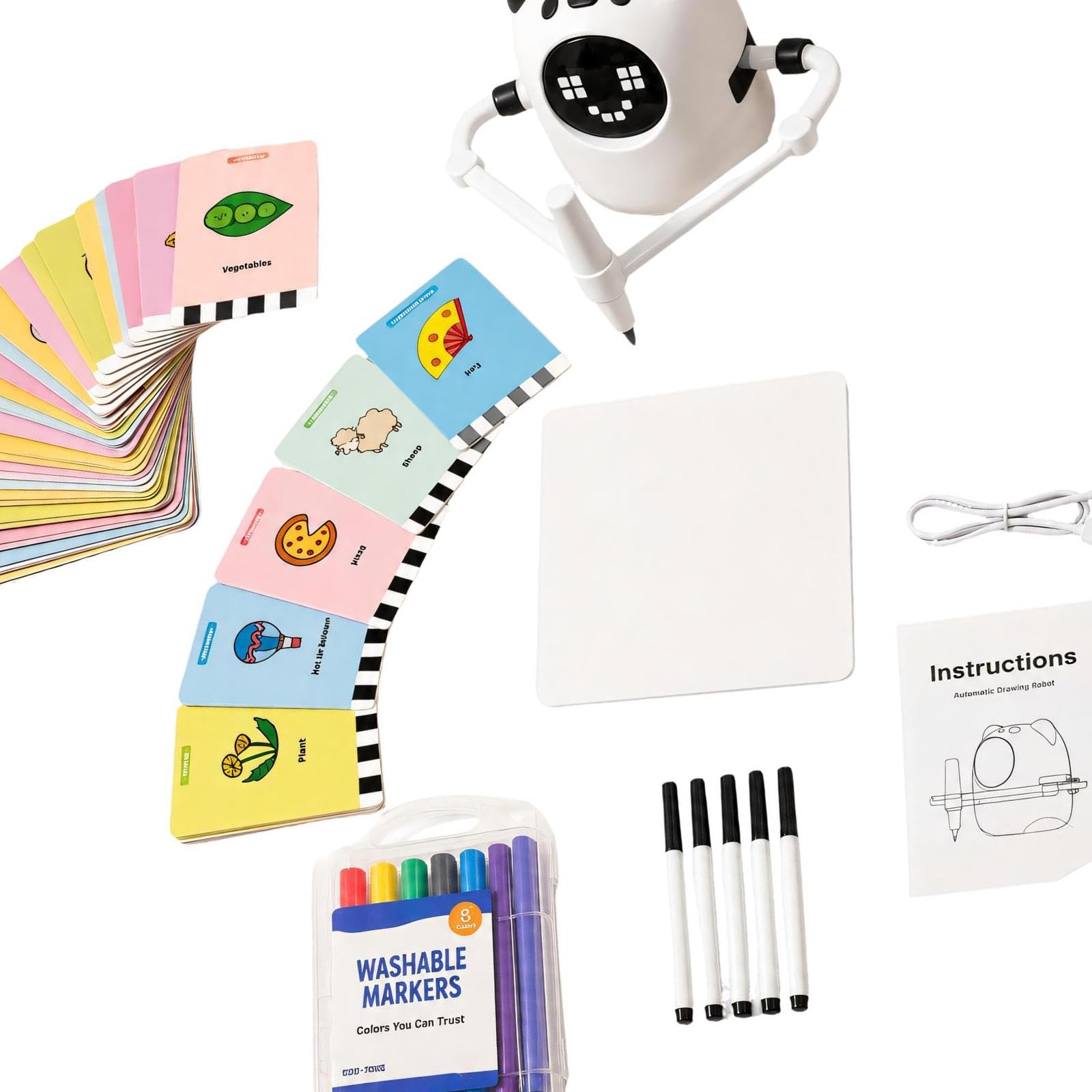Robot da disegno per bambini con 150 carte a tema e passaggi guidati