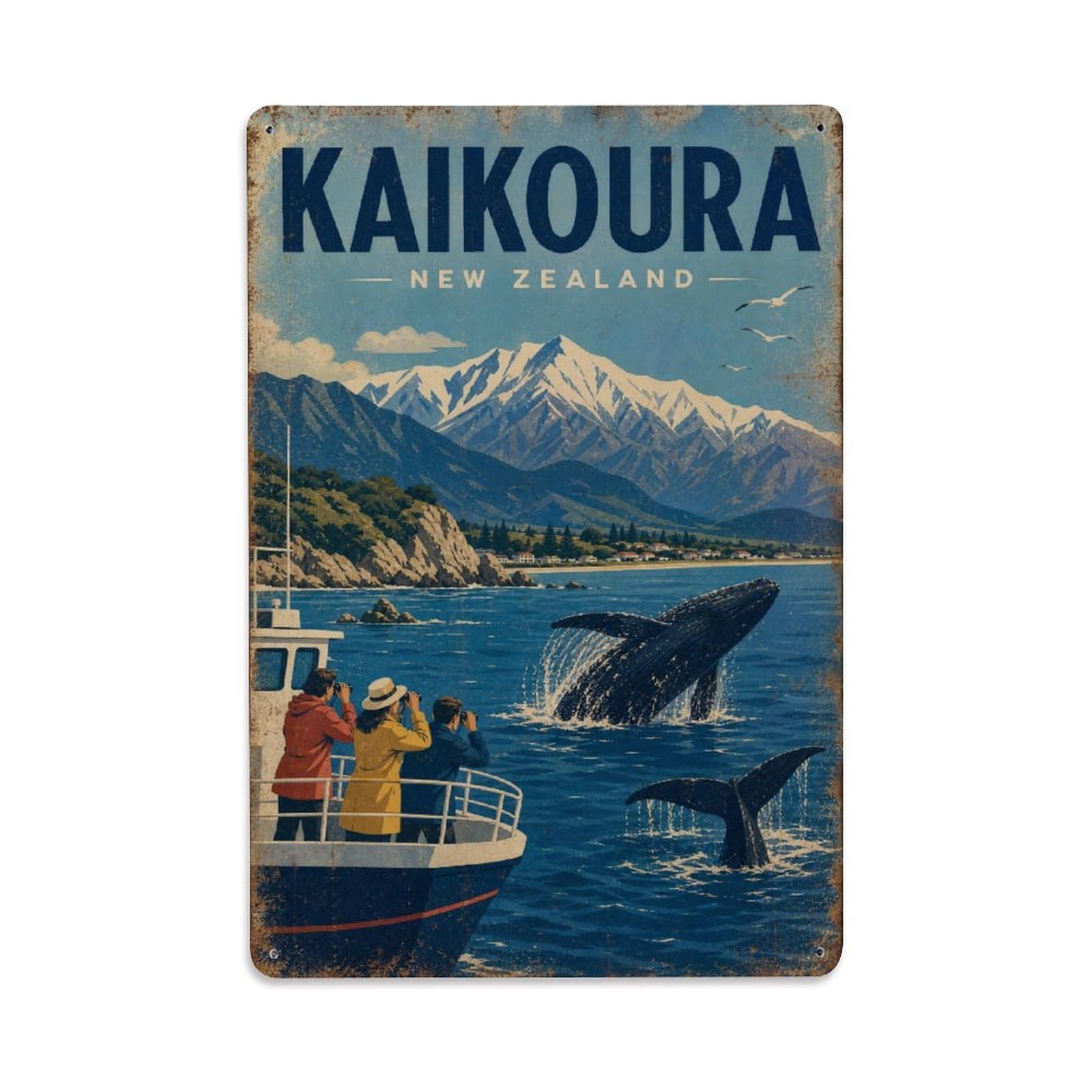 Metal Tin Sign Retro Travel New Zealand Kaikoura
