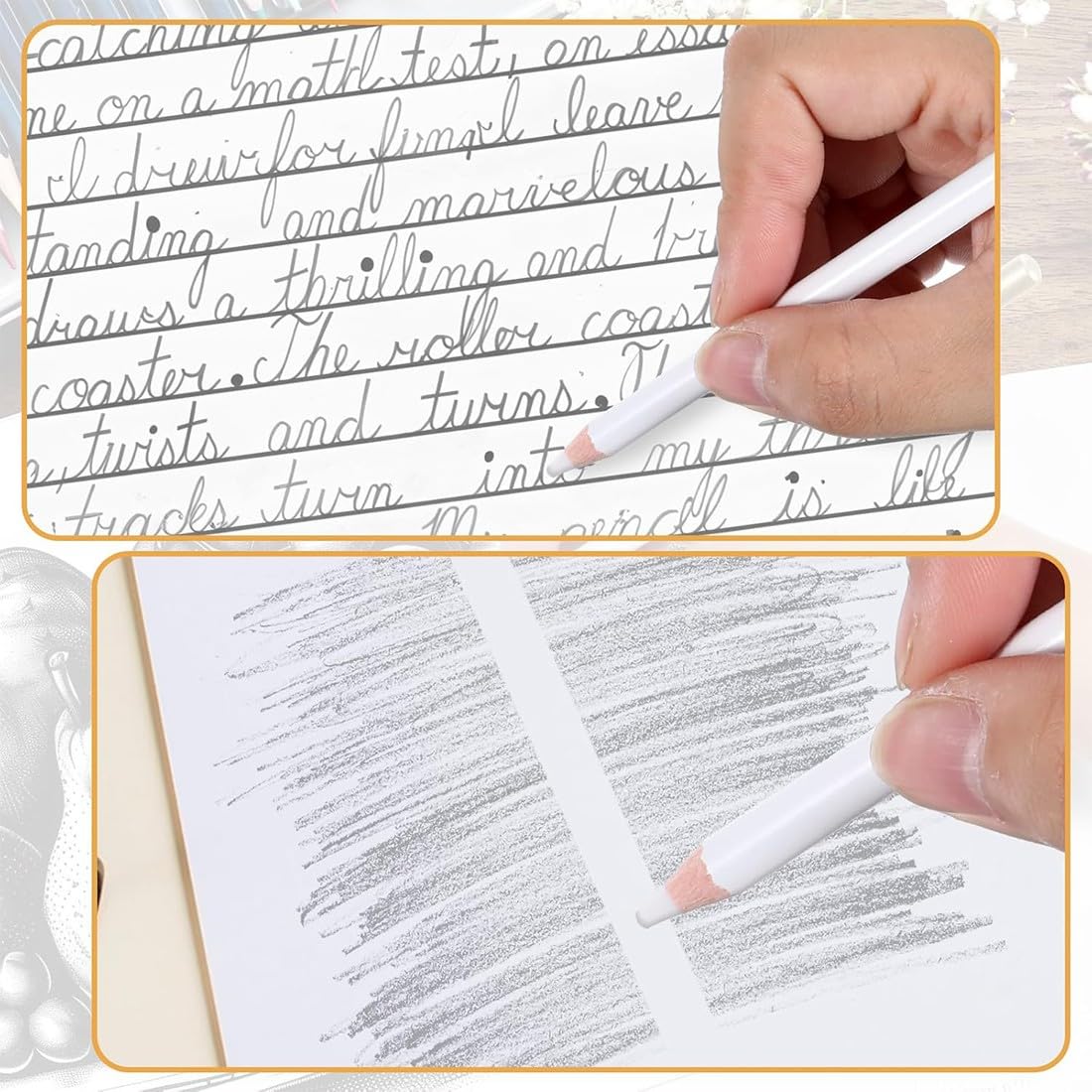 6 Piezas Blanco Lápiz de Borrar Suave Fácil de Transportar e Sujetar de Madera para un Borrado Fino para Dibujo, Alto Brillo, Bocetos y Manualidades para Principiantes y Artistas de Dibujo