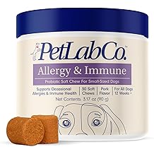 PetLab Co. Allergy &amp; Immune Daily Probiotics for Dogs. Supports Yeast Production, Seasonal Allergies, Intermittent Itchiness, Gut &amp; Digestive Health - 30 Chews for Small Dogs - Packaging May Vary