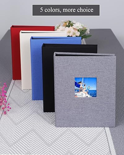 Miniatura 6 de NESCL Álbum de fotos pequeño de 5 x 7 pulgadas, paquete de 2 unidades con capacidad para 56 imágenes, cubierta de lino con ventana frontal,