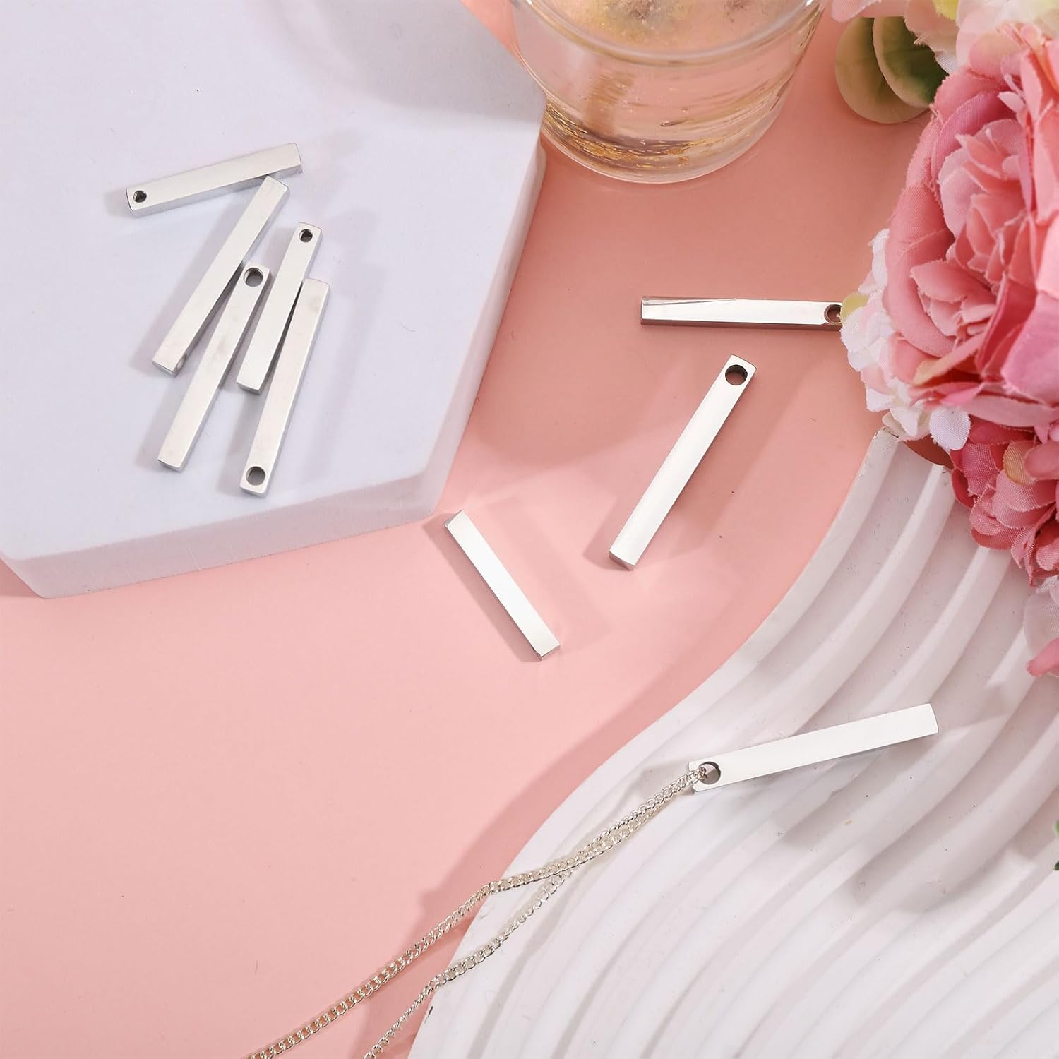 CHGCRAFT 12 Pcs Stainless Steel Rectangle Pendant 3 Size Blank Bar Pendant Engraving Pendant Engraving Bar Charms Blank Bar Charms for Necklace Bracelet Earrings Jewelry Craft Making - Image 5
