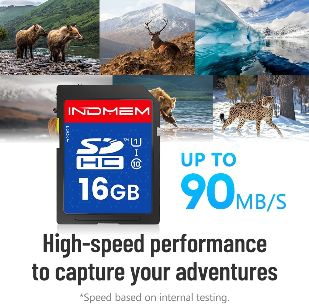 16GB SD Card (3 Pack), C10 SDHC UHS-I Memory Cards U1 Class 10 High-Speed Full 4K HD Video Compatible with Digital Point-and-Shoot Cameras, HD Camcorders, DSLR and PC