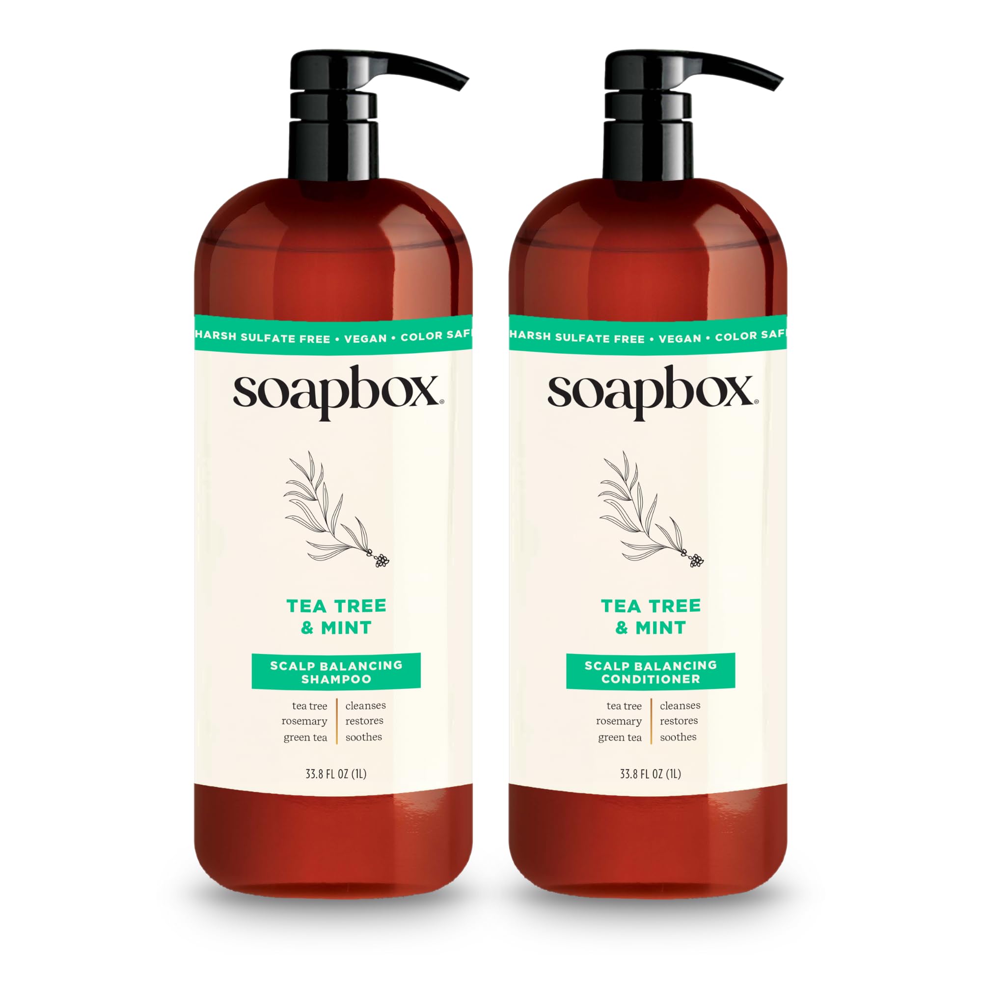 Amazon.com : Soapbox Tea Tree Oil & Mint Shampoo & Conditioner Set