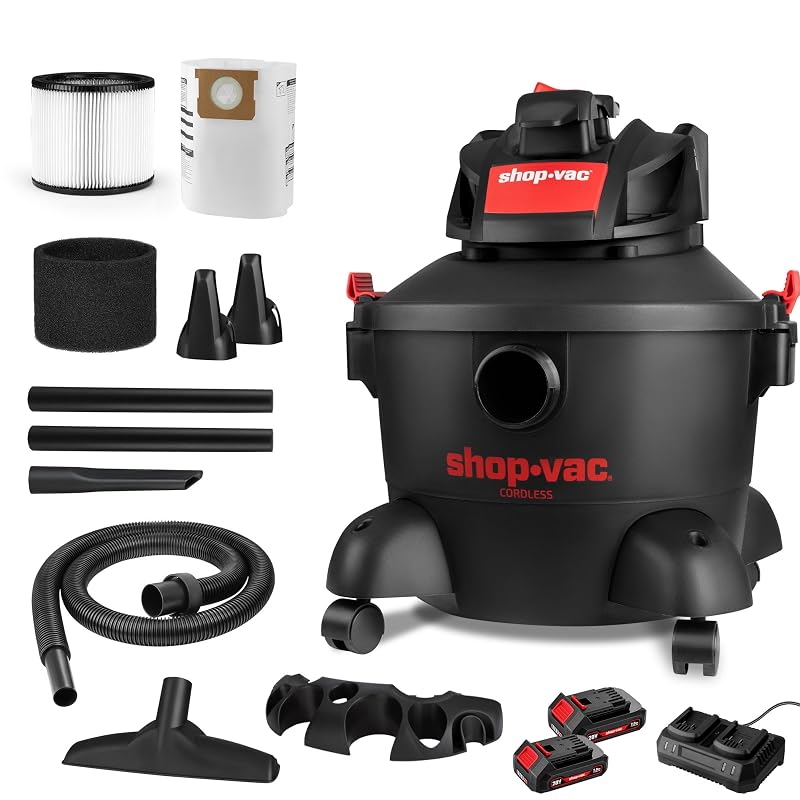 Shop-Vac 5430030 Aspirador de Pó e Líquidos sem Fio 20 V, Tanque de 22,7 L, Função Soprador e Mangueira de 2,1 m