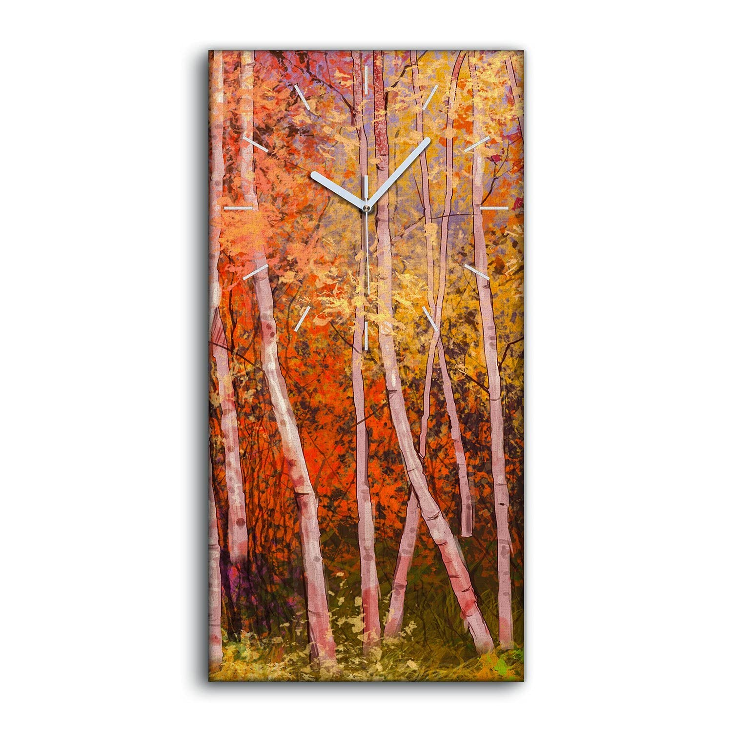 Horloge sur toile arbres d'automne pour créer une ambiance zen dans votre salon