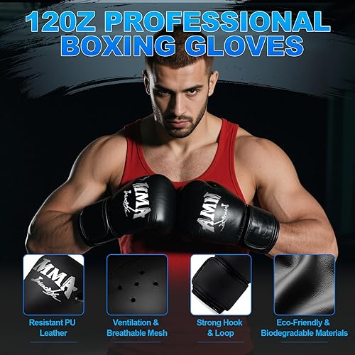 Miniatura 5 de Punching Bag Set for Adults, 4FT Heavy Boxing Bag Set with 12 OZ Boxing Gloves, Suitable for MMA Karate Kickboxing Boxing Muay Thai Training at Home