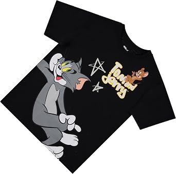 Tom & Jerry Ladies Battle Shirt - Vintage Hanna Barbera Cartoon - Cat and Mouse Curved Hem T-Shirt