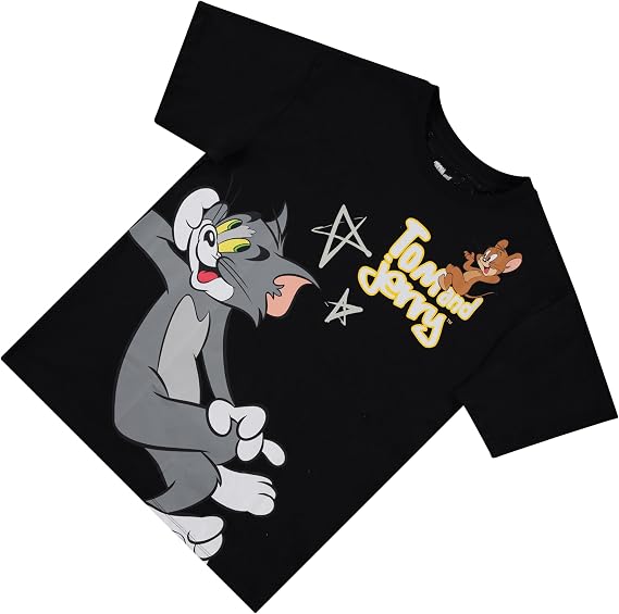 Tom & Jerry Ladies Battle Shirt - Vintage Hanna Barbera Cartoon - Cat and Mouse Curved Hem T-Shirt