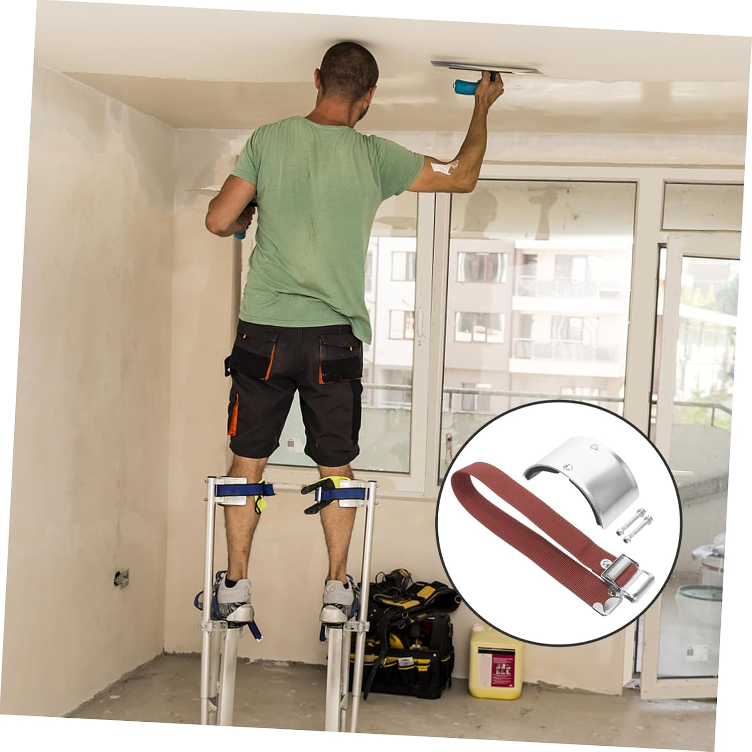YARNOW 1 Set Drywall Stilt Leg Fixing Kit Drywall Stilt Straps Replacement Parts Foot Rest Cuff
