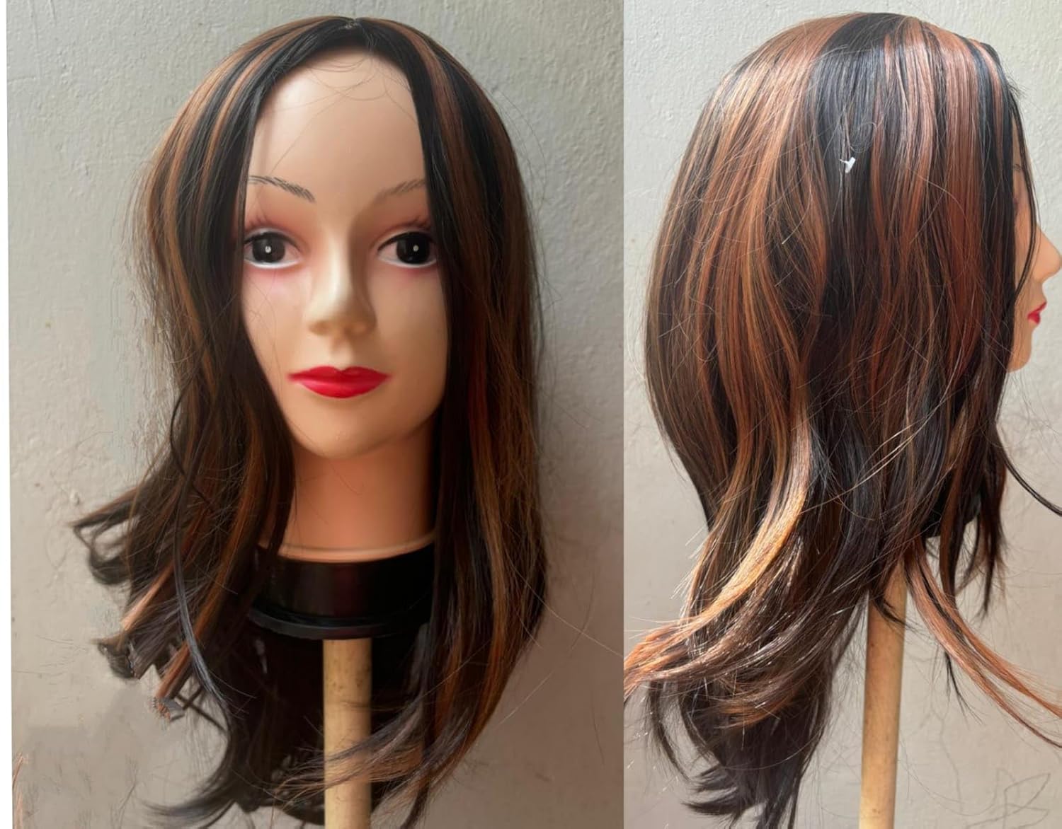 HAIR WALA™ Highlight Color Wavy Hair Wigs for Women 24 Inch Long Synthetic Wigs Middle Part Highlights Hair Wigs Stylish Wavy Wigs Heat Resistant+ 02 Wig Cap Free