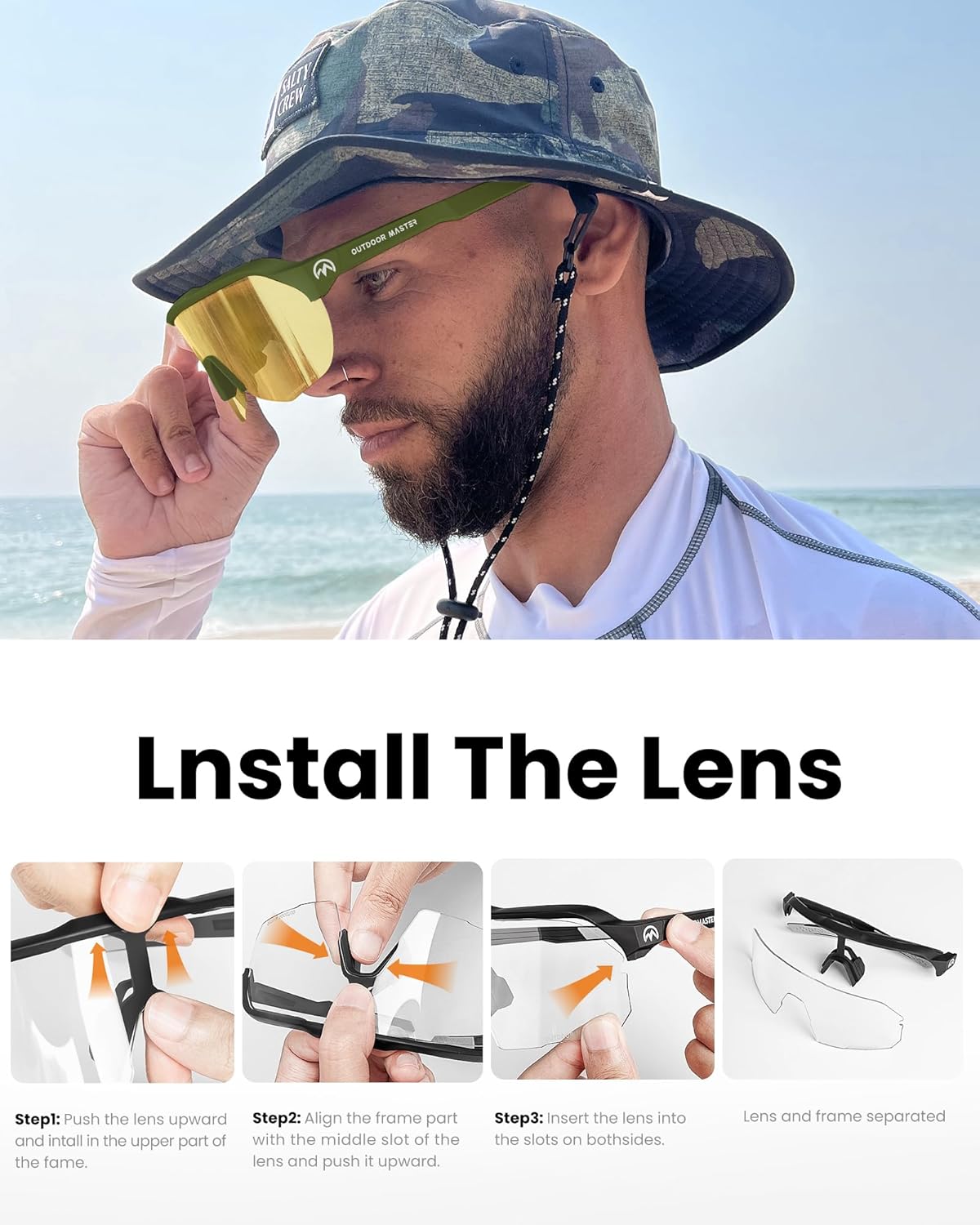 OutdoorMaster Hawk HD Sport Sunglasses Sport Cycling Glasses for Men Women Youth, UV400 TR90 Sunglasses for Baseball Running