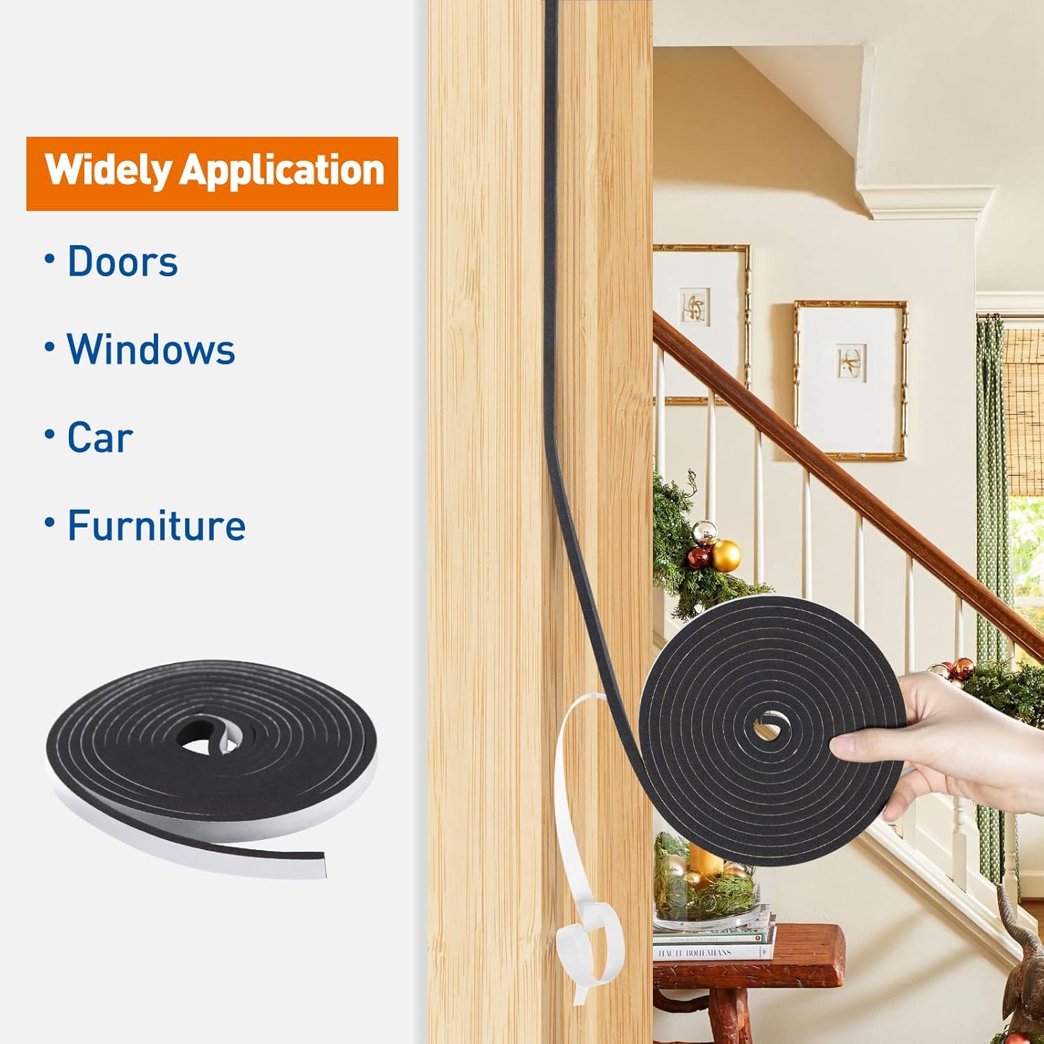 Up To 40% OFF Door Weather Stripping, 1/2 W X 1/4 T Foam Seal Tape for Window Sound Proof Insulation Total 26 Ft, 13ft x 2 Rolls One-Day Sale: Up to 50% Off Door Weather Stripping, 1/2 W X 1/4 T Foam Seal Tape for Window Sound Proof Insulation Total 26 Ft, 13ft x 2 Rolls