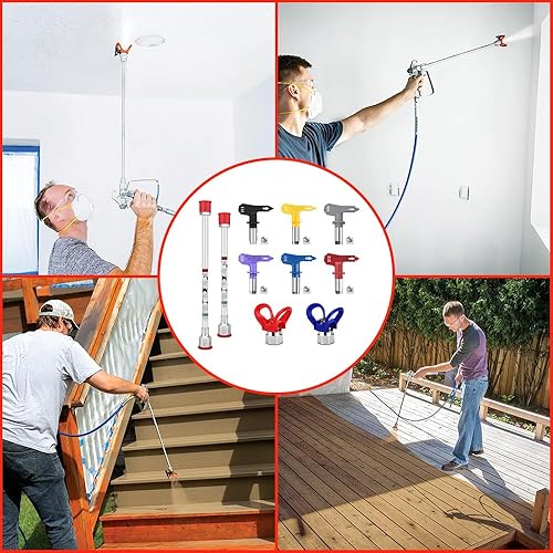 Miniatura 6 de Spray freely Juego de 3 postes de extensión, extensiones de punta de pistola de pulverización sin aire, punta de pistola rociadora de pintura sin