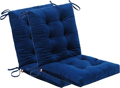Set of 2 Outdoor Dining Chair Cushions, 37x18 inch, Water Repellent, Patio Seating Cushions, 37x18 inch, for Garden Patio Furniture Navy Blue