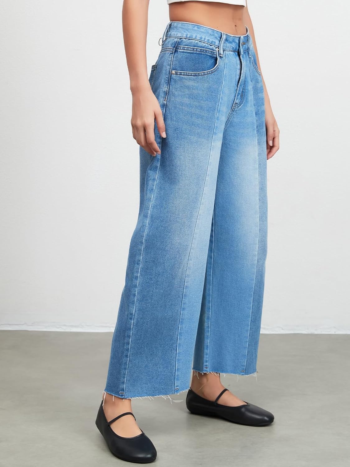 LifeShe Barrel Jeans for Women Patchwork Mid Rise Baggy Denim Pants Casual Color Block Jean Trousers with Pockets - Image 6