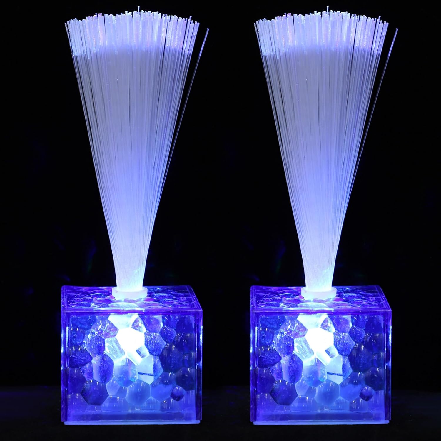 OSALADI 6pcs Fiber Optic Lamps Acrylic Party Centerpieces Battery Powered Wedding Table Lights for Holiday Birthday Decoration