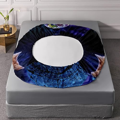 Miniatura 3 de AILONEN Sábana bajera ajustable con temática de gatos para niñas y niños, juego de sábanas individual XL de gato para adolescentes, sábanas de