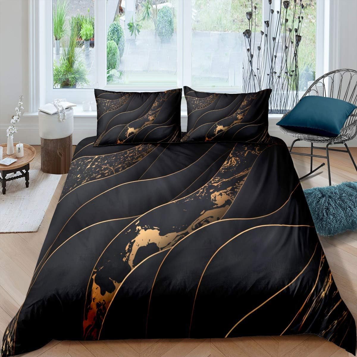 Housse de couette marbre 3d literie lit enfant et adulte douce anti-plis