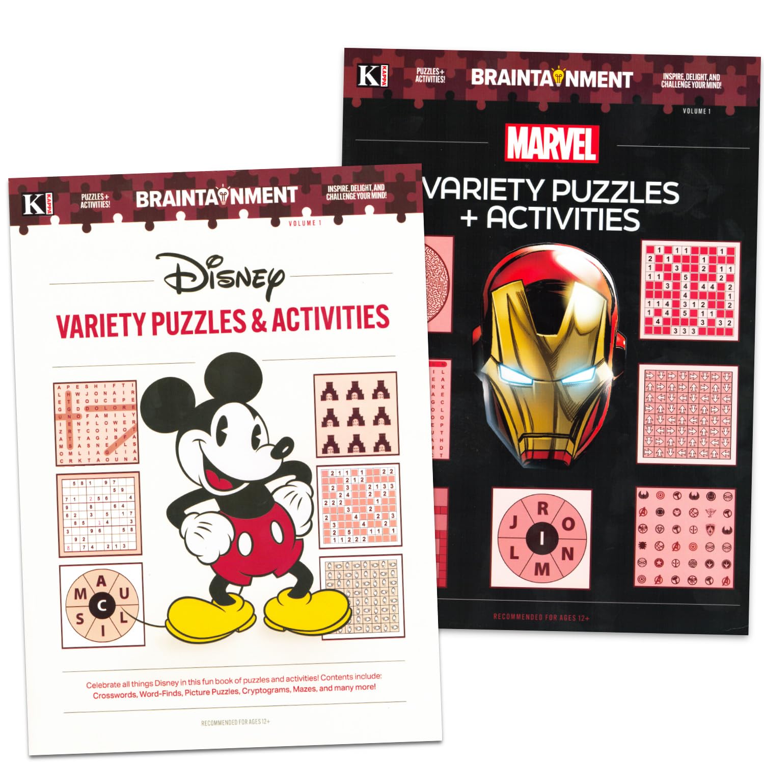 Mickey Mouse and Marvel Ppuzzles and Activities Book 2 Pack for Teens, Adults - Bundle with 2 Disney and Marvel Word Search and Coloring Book Book Plus Pen | Word Search Puzzle Books for Adults