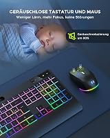 seenda Vezeték Nélküli Billentyűzet-Egér Szett, RGB Háttérvilágítással, Csuklótámasszal, USB/Type-C, Telefontartóval, QWERTZ, PC/Mac 7
