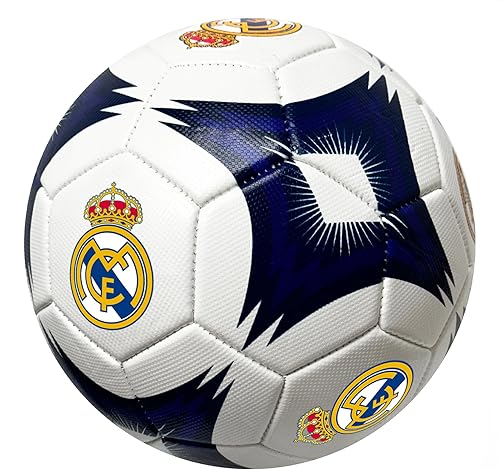 Miniatura 3 de Icon Sports Balón de fútbol Real Madrid, para todas las edades, tallas 2,4 y 5, con licencia R. Madrid White Ball