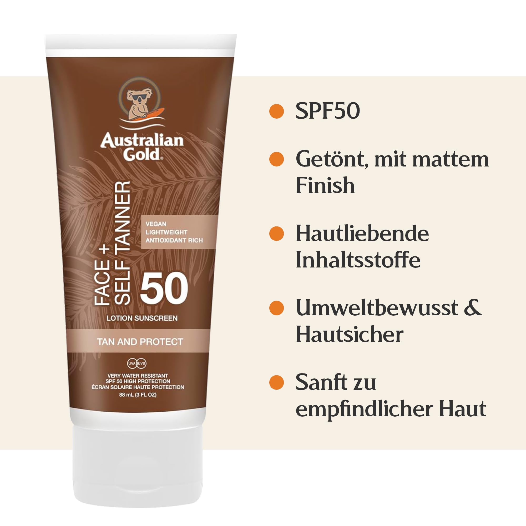 SPF 50 Face with Selftanner New Formula