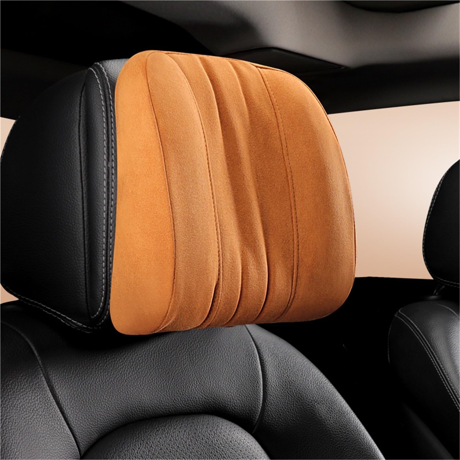 Zagłówek Samochodowy Pasuje do zagłówka z pianki memory foam marki Maybach, podparcie lędźwiowe z obciążnikiem z tkaniny zamszowej Zagłówek siedzenia(Black lumbar pillow)
