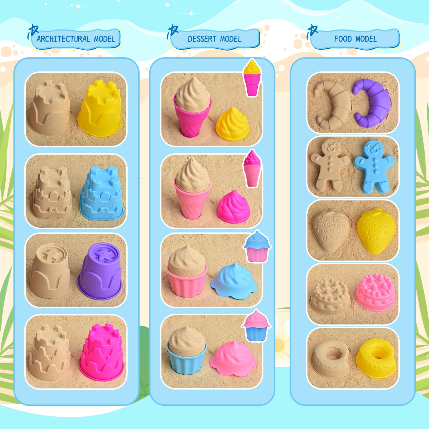 Sandspielzeug EIS Mädchen Junge,Sandkasten Spielzeug Kinder mit Faltbarer Eimer,Sandschaufel,Sandförmchen,Outdoor Spielzeug für Strand und Sandkasten fur Kleinkind Mädchen Junge 3–10 Jahren
