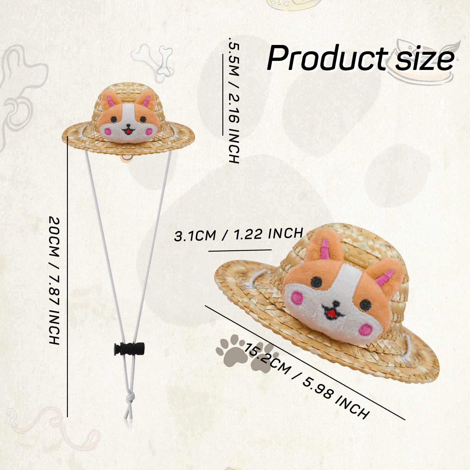 LuckyOpt Dog Sun Hat, Cute Pet Dog Cat hat with Adjustable Strap - Image 2