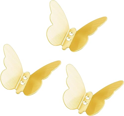 AWISZZZ Decoración de pared de mariposa dorada 3D, estilo de decoración minimalista estética para baño o hogar, dormitorio, habitación, arte de