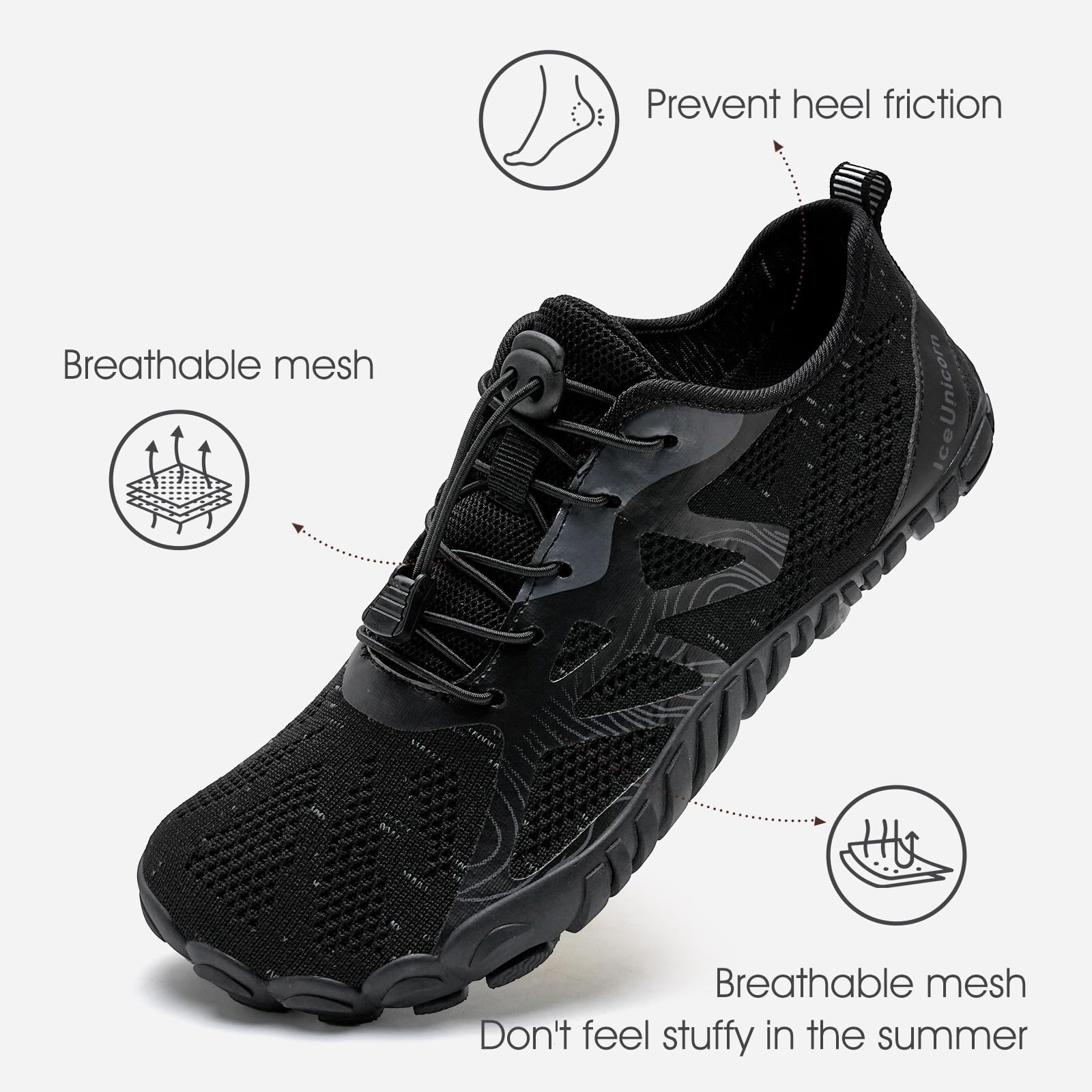 IceUnicorn Herren Damen Barfußschuhe Traillaufschuhe Fitnessschuhe Knit Minimalistische Breiter Zehenbox