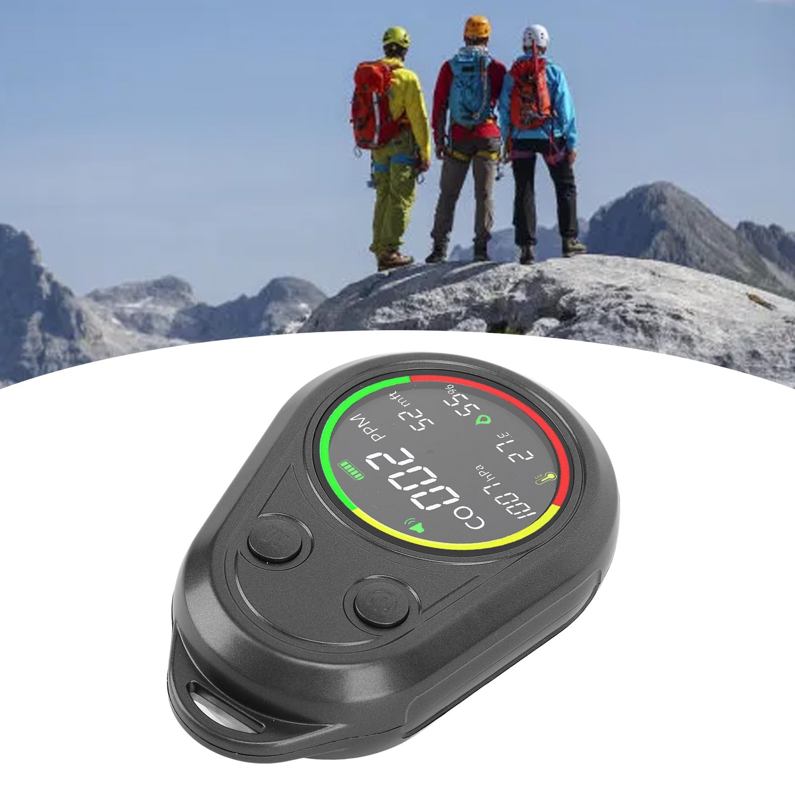 TOPINCN Detector de Calidad del Aire Portátil 5 en 1, Multifunción CO Altitud Presión Atmosférica Temperatura Humedad Probador con Sensor de Alta Precisión para Actividades Al Aire Libre