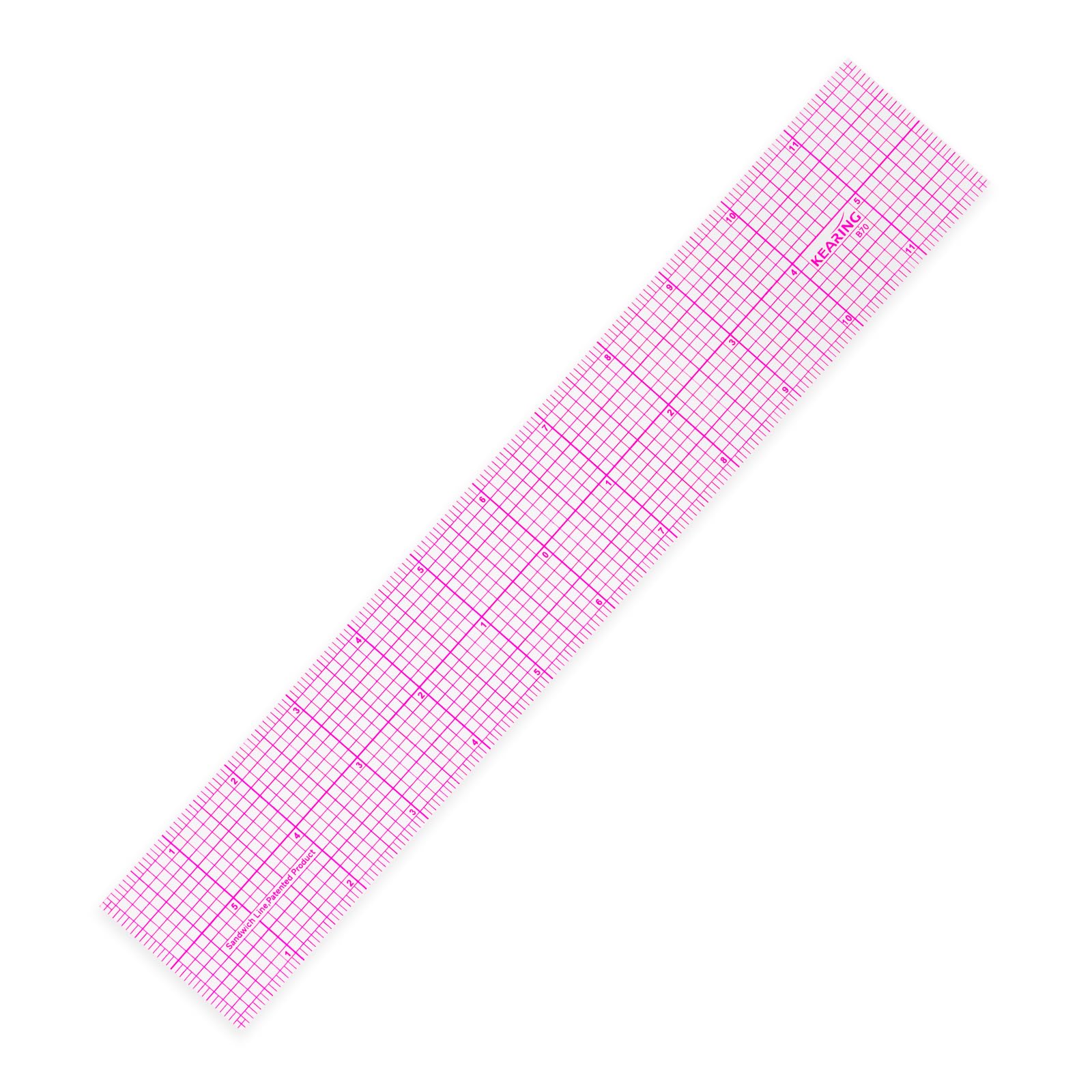 KEARING 2" x 12" Clear Sewing Graph Ruler, Transparent Pattern Making Ruler for Sewing, Quilting, and Dressmaking – Sandwich Line Printing