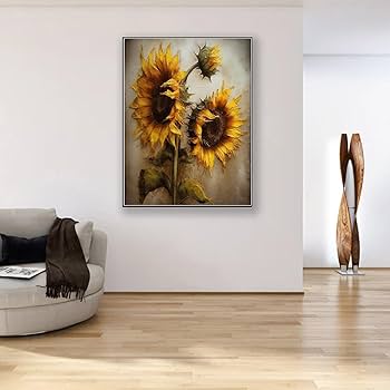 Amazon.com: Jsiluxna Sunflower Painting,Sunflower art
