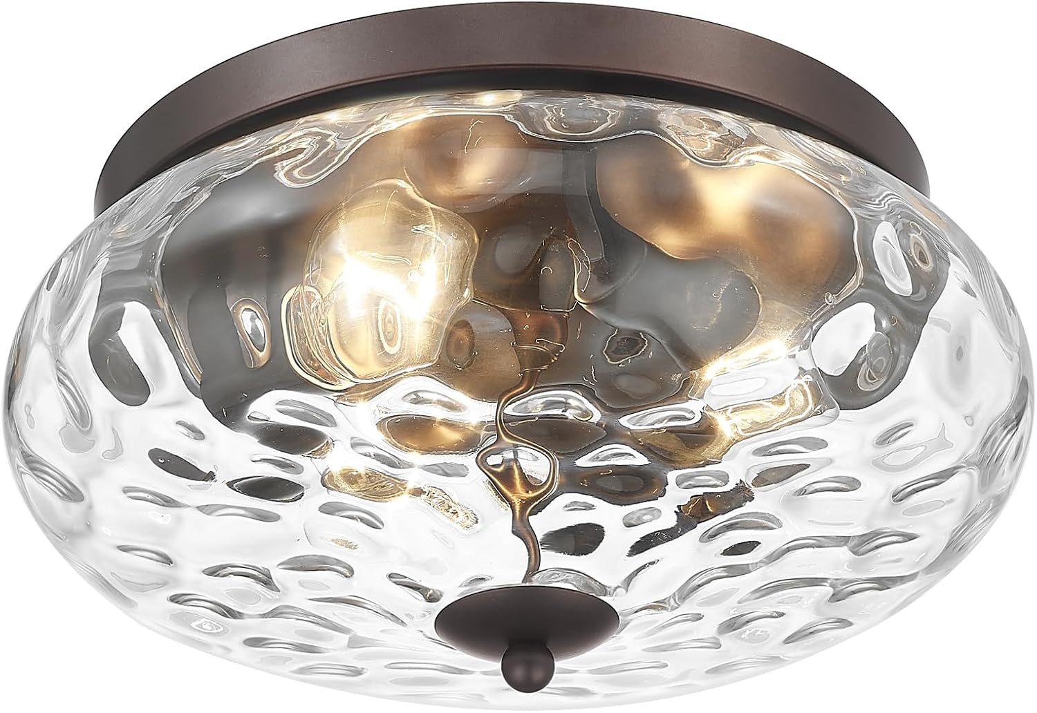 ( Incomplete) Darkaway Large Ceiling Light Fixtures, 3-Light Flush Mount Ceiling Light with Water Ripple Glass Shade for Indoor Outdoor Hallway Kitchen Bedroom Porch Living Room Oil-Rubbed Bronze Finish Bronze 13.39inch