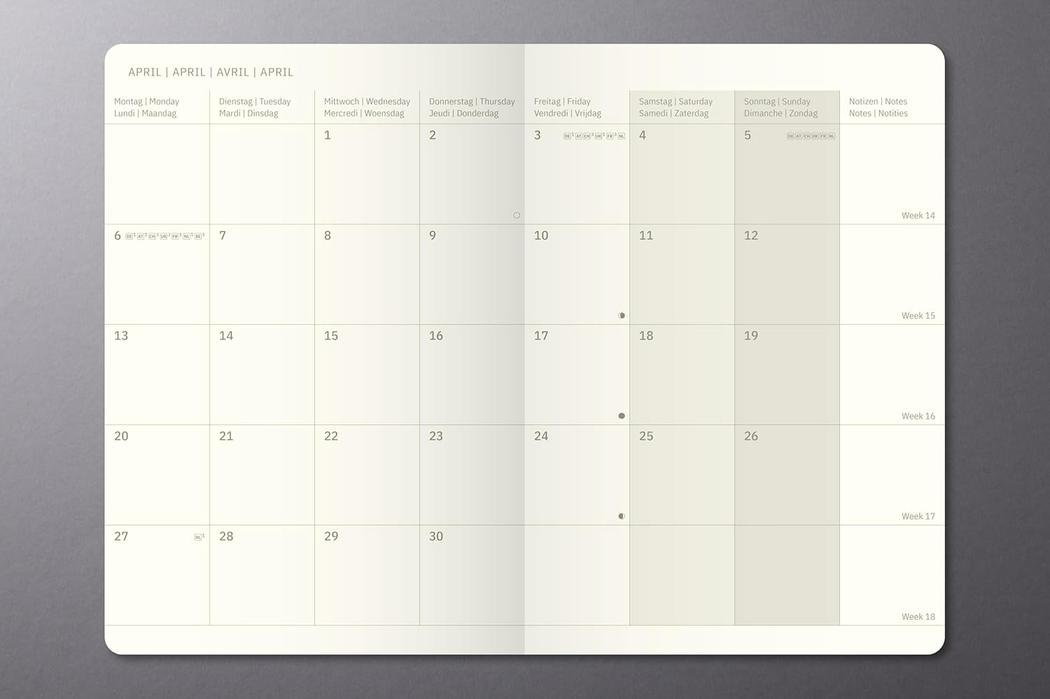 SIGEL C2684 Monthly planner notebook Conceptum 2026-1 year - approx. A5 - black - 2 pages = 1 month - softcover - 80 gsm - 64 p. - PEFC-certified